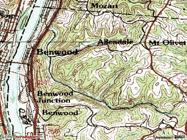Zip code 26031 topographic map