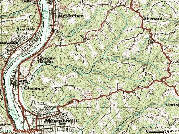 Zip code 26038 topographic map