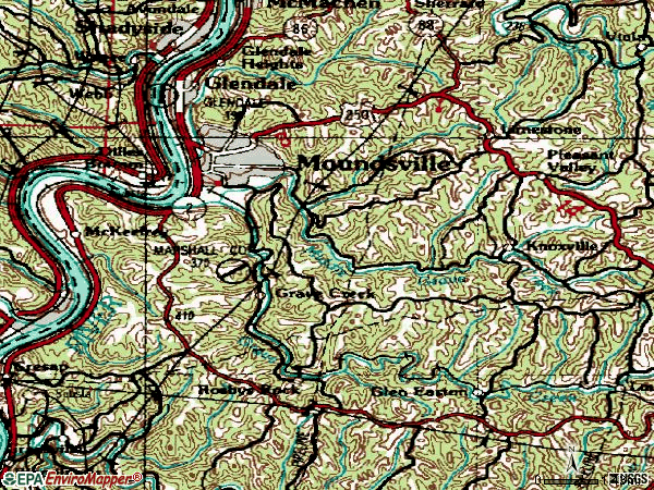 Zip code 26041 topographic map