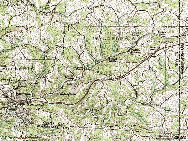 Zip code 26059 topographic map
