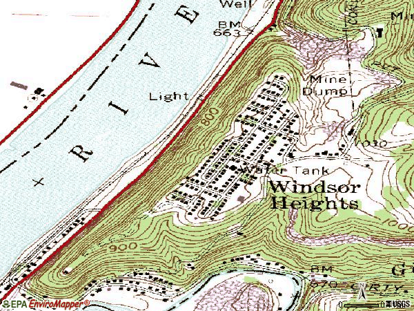 Zip code 26075 topographic map