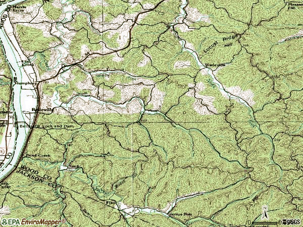 Zip code 26133 topographic map