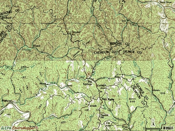 Zip code 26137 topographic map