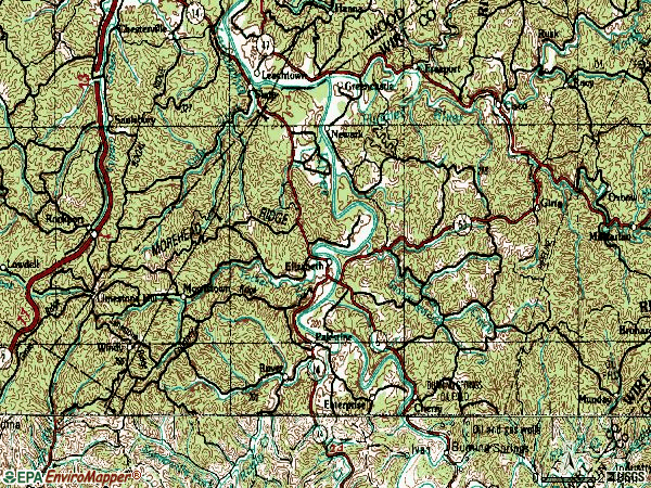Zip code 26143 topographic map