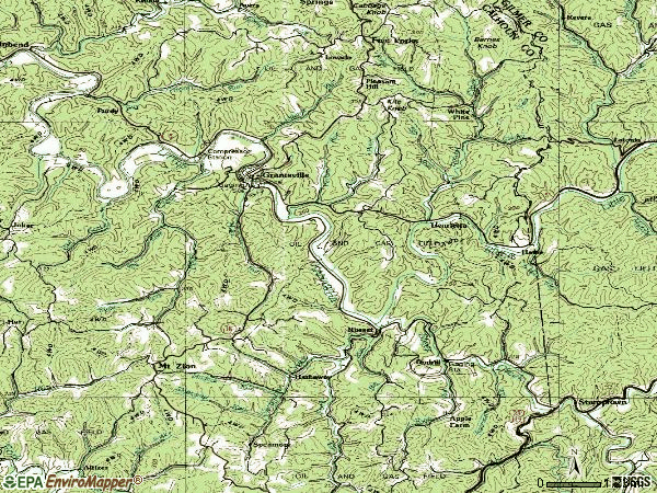 Zip code 26147 topographic map