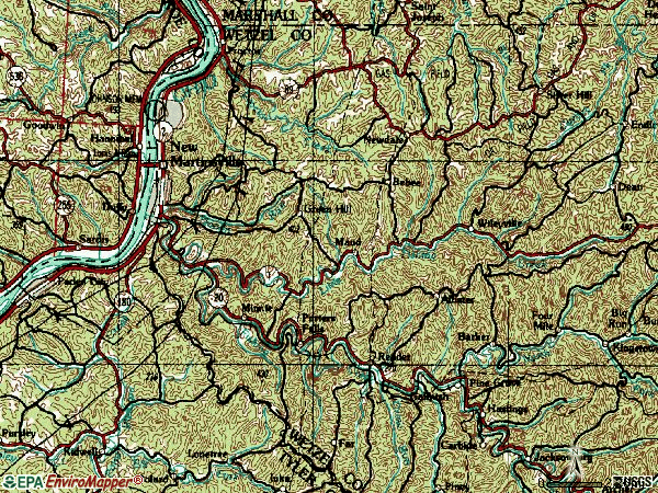 Zip code 26155 topographic map