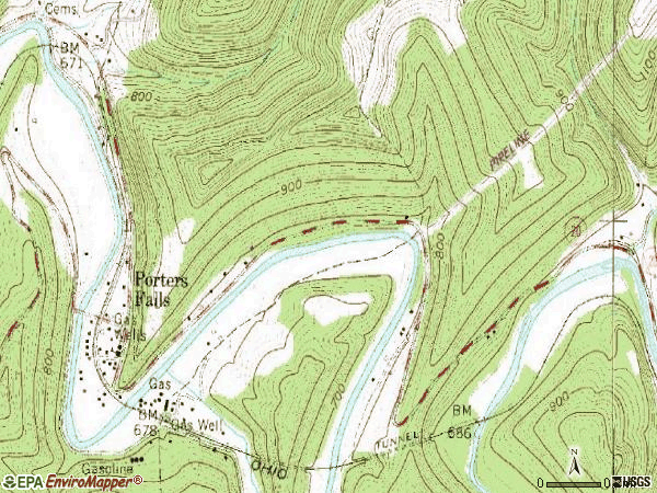 Zip code 26162 topographic map