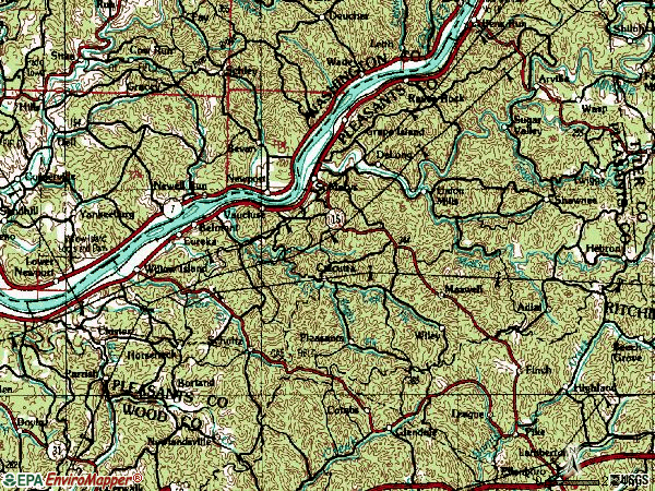 Zip code 26170 topographic map