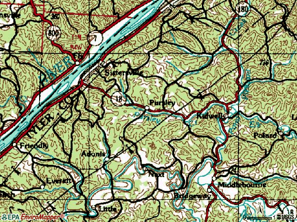 Zip code 26175 topographic map