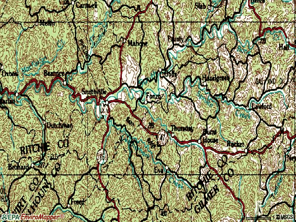Zip code 26178 topographic map