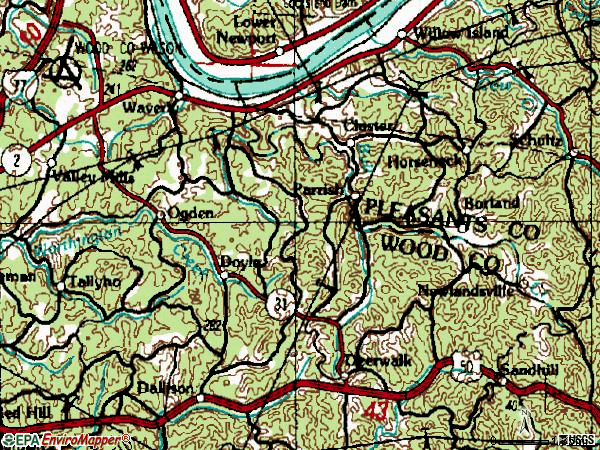 Zip code 26184 topographic map