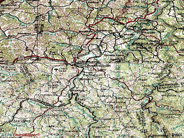 Zip code 26201 topographic map