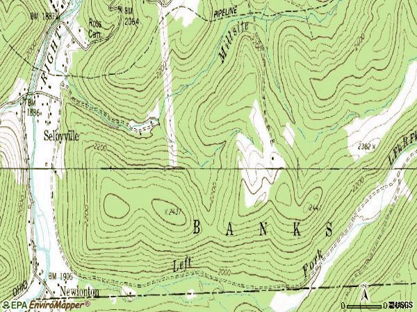 Zip code 26236 topographic map