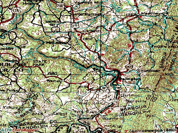 Zip code 26250 topographic map