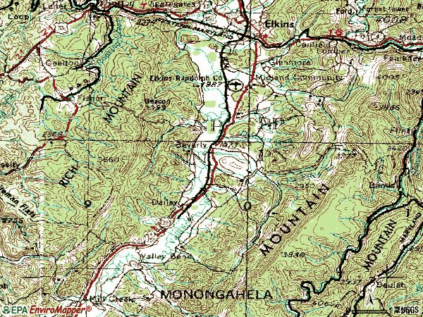 Zip code 26253 topographic map