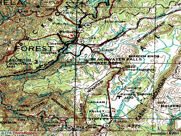 Zip code 26260 topographic map