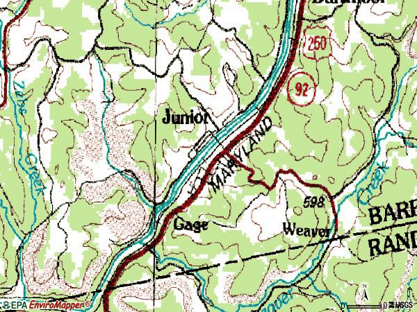 Zip code 26275 topographic map
