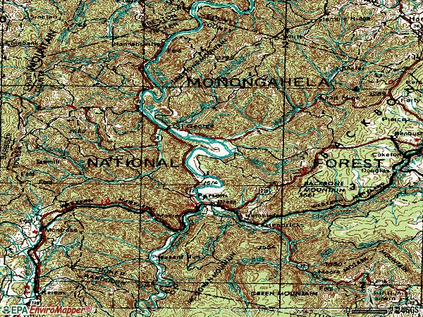 Zip code 26287 topographic map