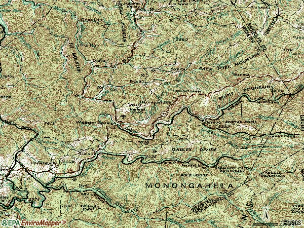 Zip code 26288 topographic map