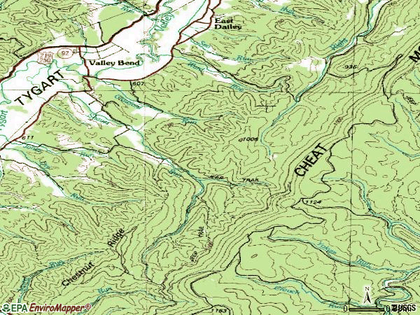 Zip code 26293 topographic map