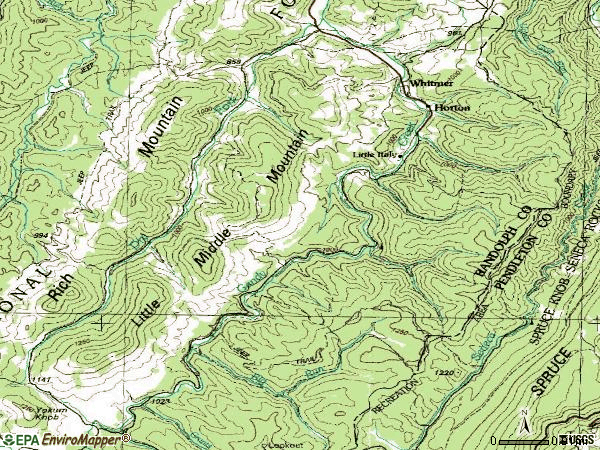 Zip code 26296 topographic map