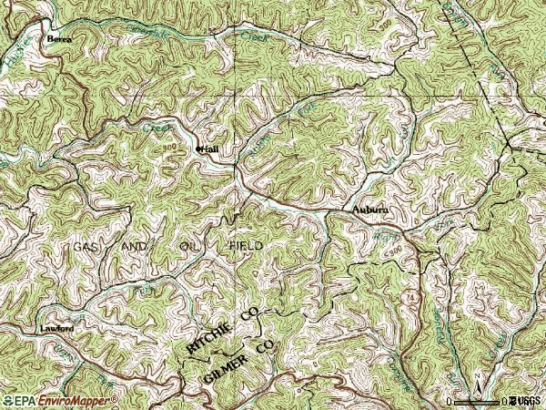 Zip code 26325 topographic map