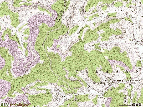 Zip code 26334 topographic map