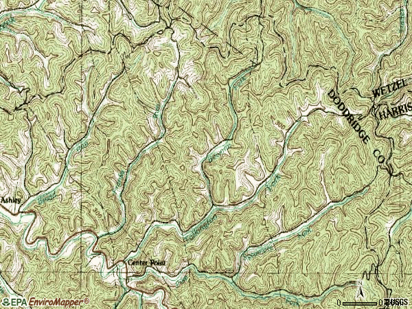 Zip code 26339 topographic map