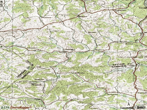 Zip code 26347 topographic map
