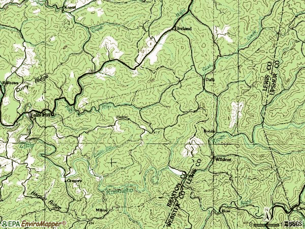 Zip code 26376 topographic map