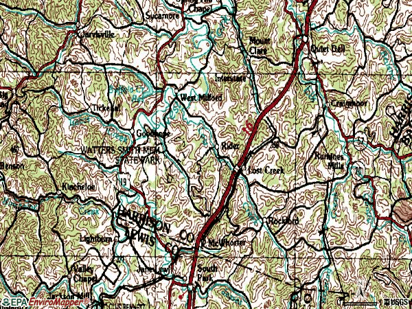 Zip code 26385 topographic map