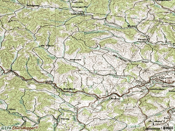 Zip code 26386 topographic map