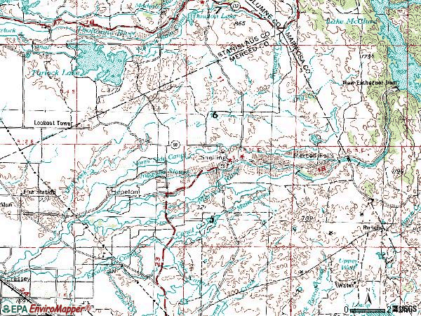 Zip code 95369 topographic map
