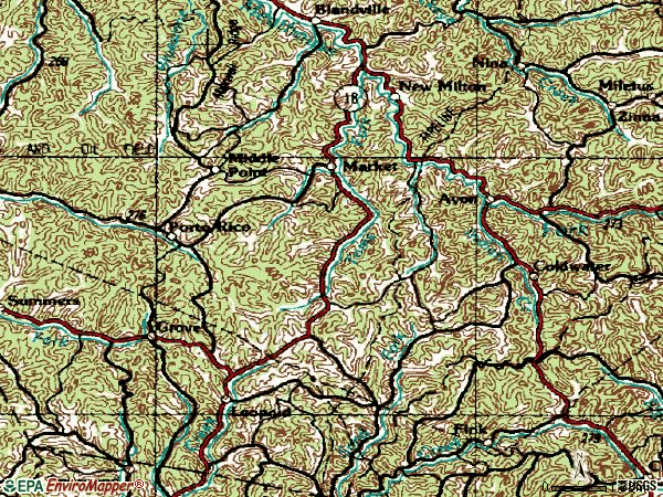 Zip code 26411 topographic map