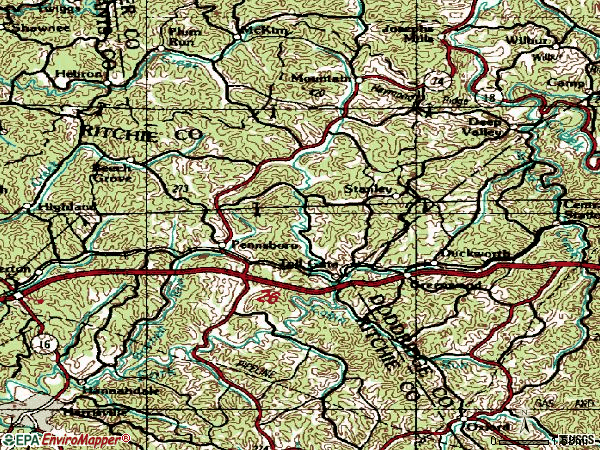 Zip code 26415 topographic map
