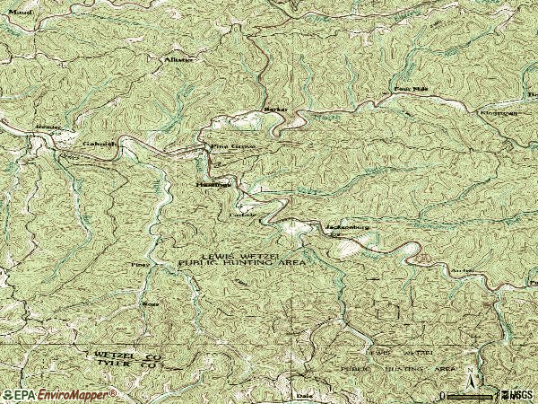 Zip code 26419 topographic map