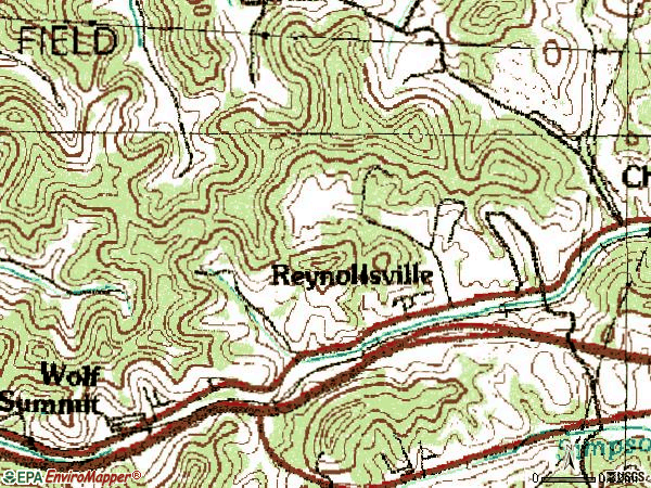 Zip code 26422 topographic map