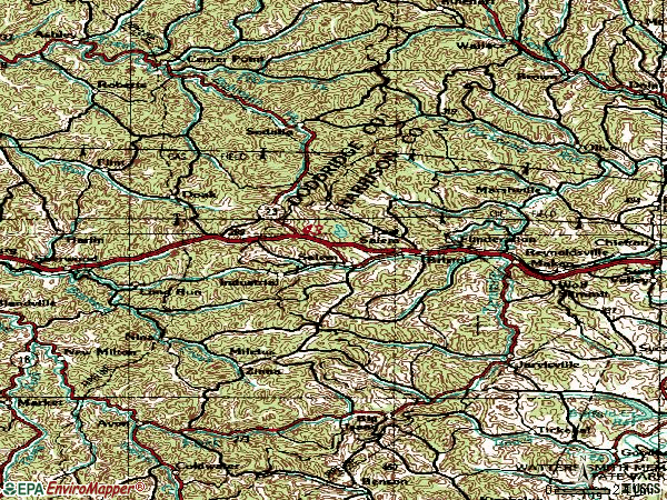 Zip code 26426 topographic map