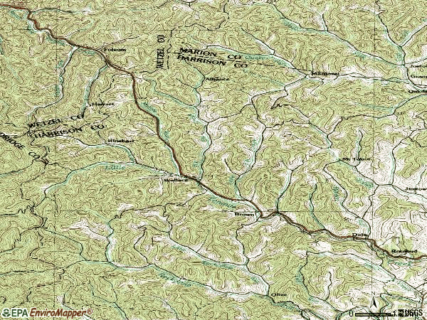 Zip code 26448 topographic map