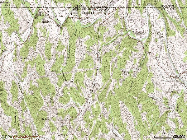 Zip code 26521 topographic map