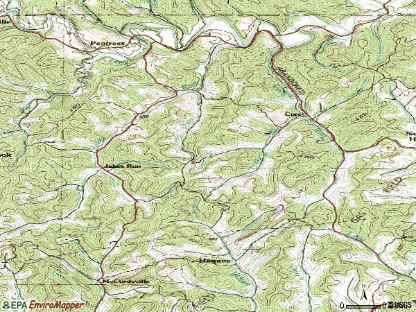 Zip code 26529 topographic map
