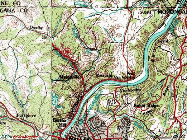 Zip code 26541 topographic map