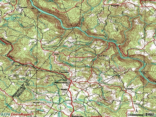 Zip code 26542 topographic map