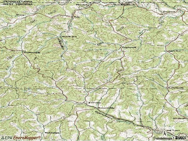 Zip code 26570 topographic map