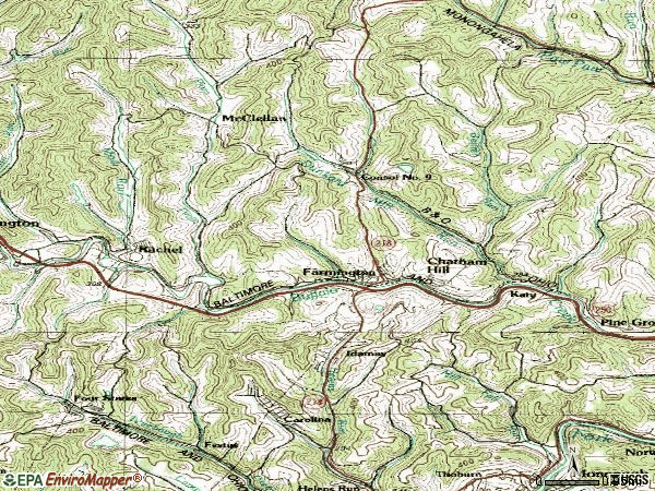 Zip code 26571 topographic map