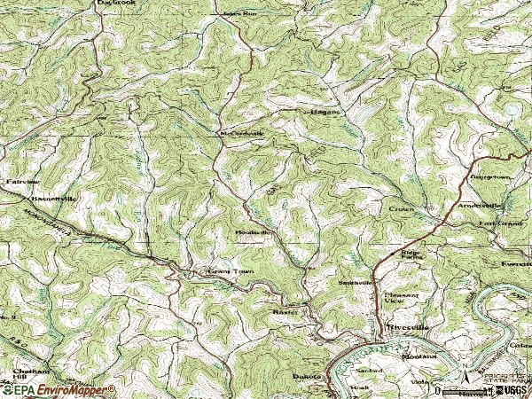 Zip code 26588 topographic map
