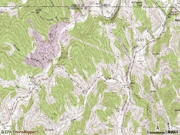 Zip code 26590 topographic map