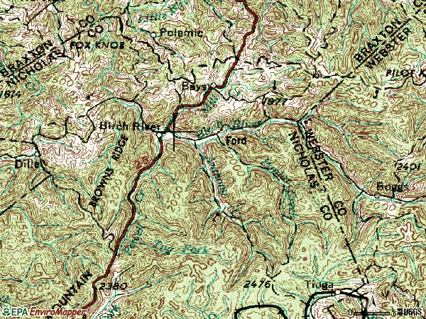 Zip code 26610 topographic map