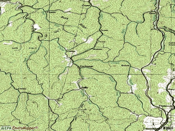 Zip code 26619 topographic map