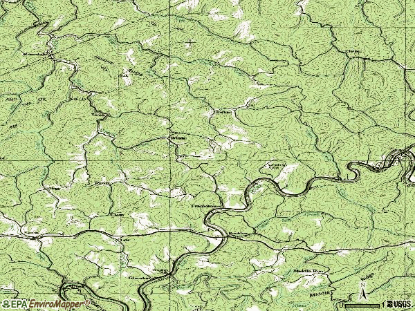 Zip code 26623 topographic map